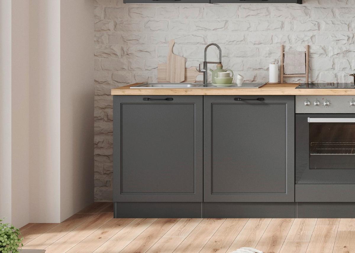 Spülenunterschrank Meran B: 120 Cm Grau/eiche Dekor - Eiche Wotan/Grau, LIFESTYLE, Holzwerkstoff (120/86/60cm) - Held