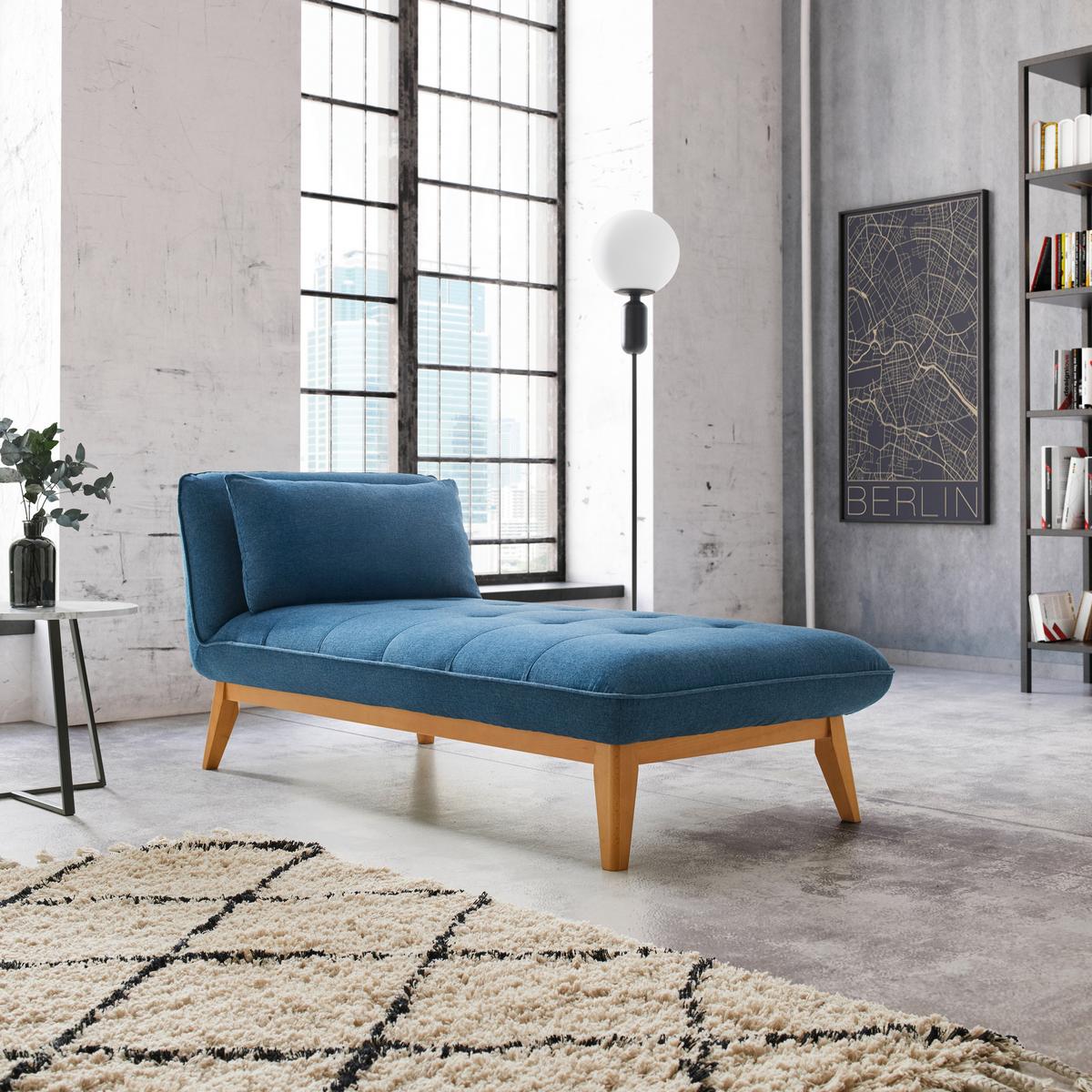 Relaxačná posteľ LIZA, modrá - modrá, Modern, drevo/textil (129/85/78cm) - Bessagi Home