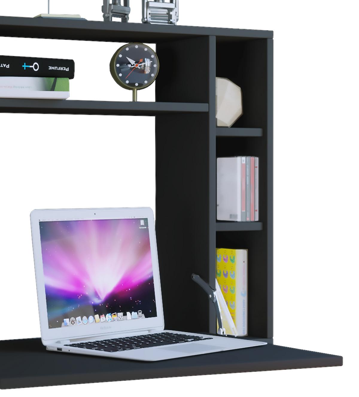 Laptoptisch Ausklappbar B: 90cm Wandila, Schwarz - Schwarz, KONVENTIONELL, Holzwerkstoff (90/20/60cm) - MID.YOU
