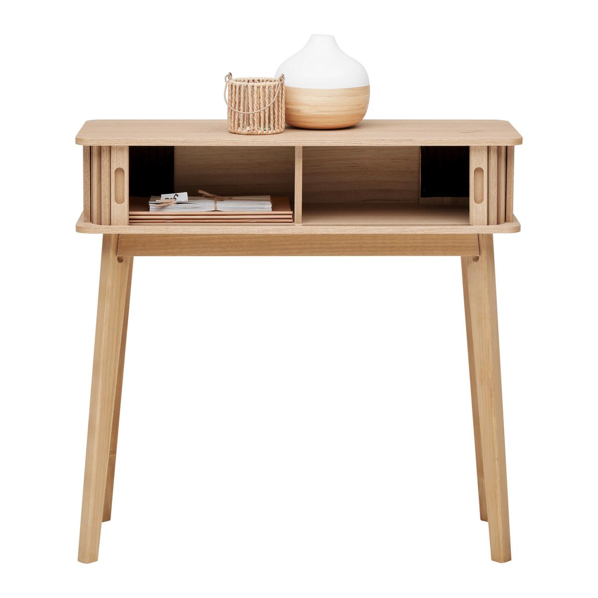 Konzolový stolík SKANDY dyha/MDF - prírodná farba, Modern, drevo/kompozitné drevo (80/78/30cm) - Premium Living