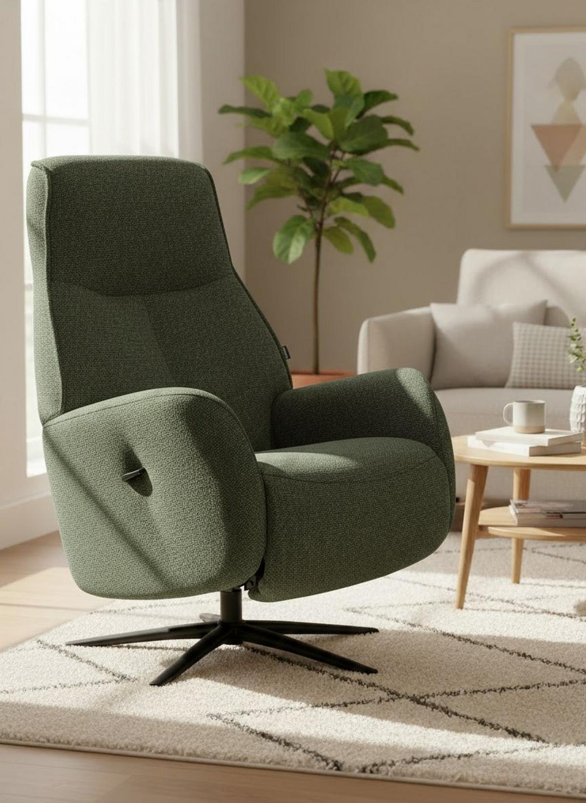 Relaxsessel Snooze Dunkelgrün B: 77 cm - Dunkelgrün/Schwarz, Design, Holz/Textil (77/112/86cm) - Livetastic