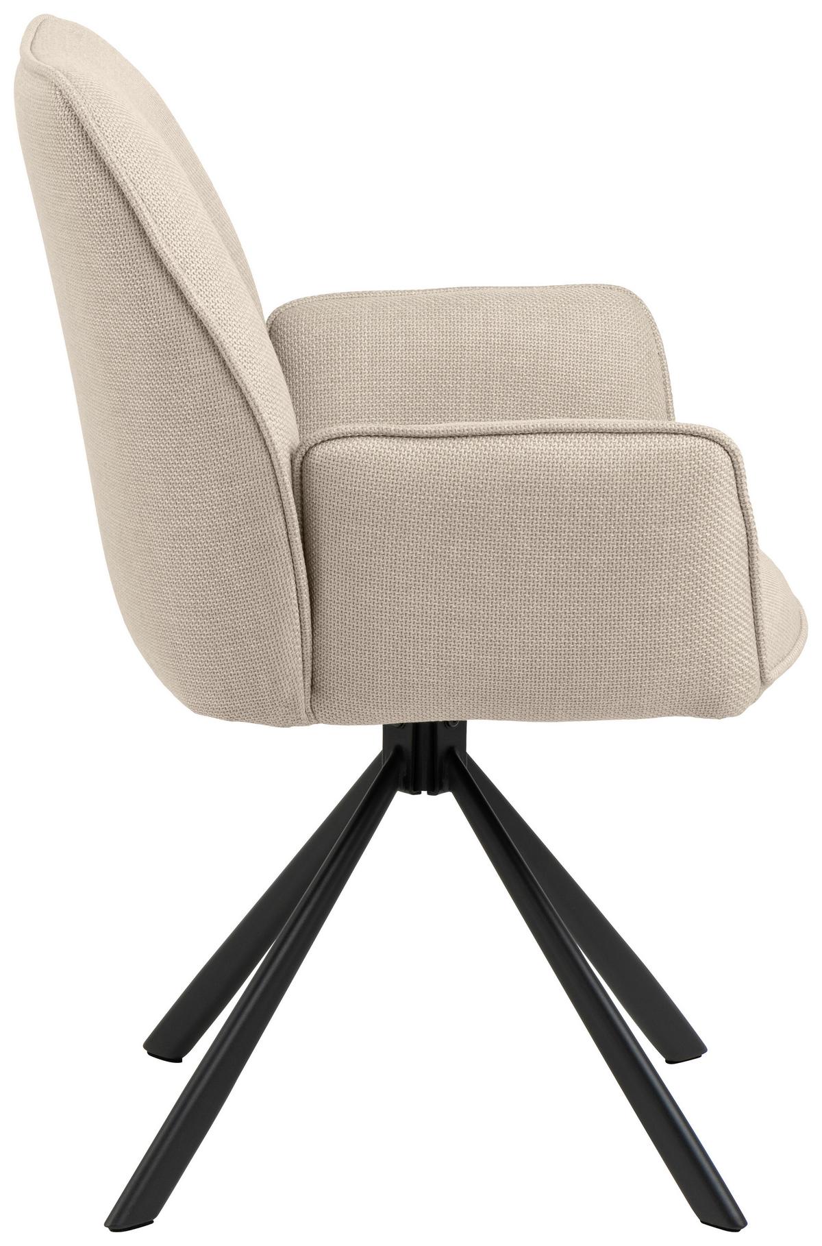 Židle s područkami GLENDA otoční,béžová - černá/béžová, Trend, kov/textil (61/88,5/63cm) - MID.YOU