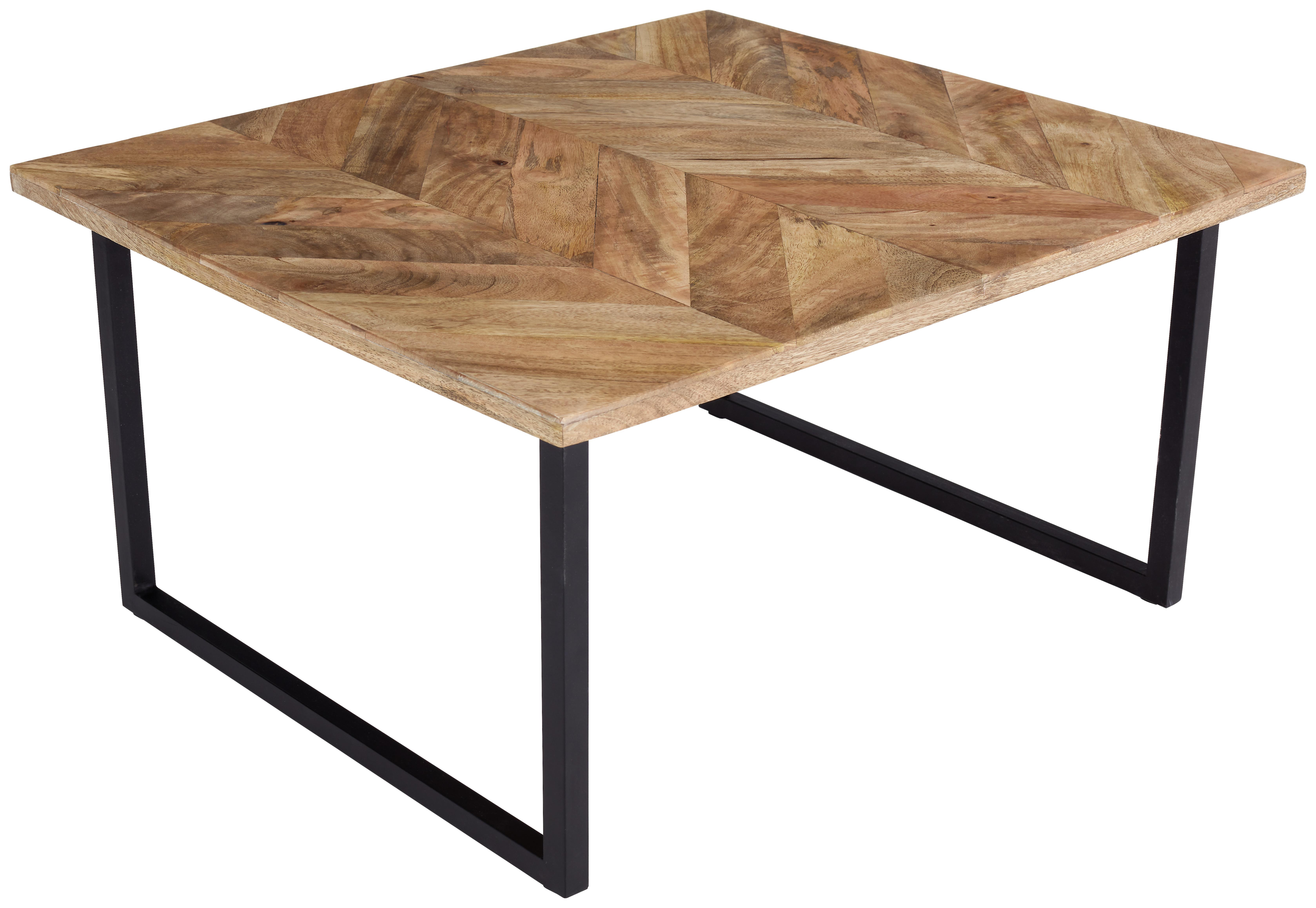 Couchtisch Holz massiv Industrial, Mangoholz - Schwarz/Braun, MODERN, Holz/Metall (70/35/56cm)