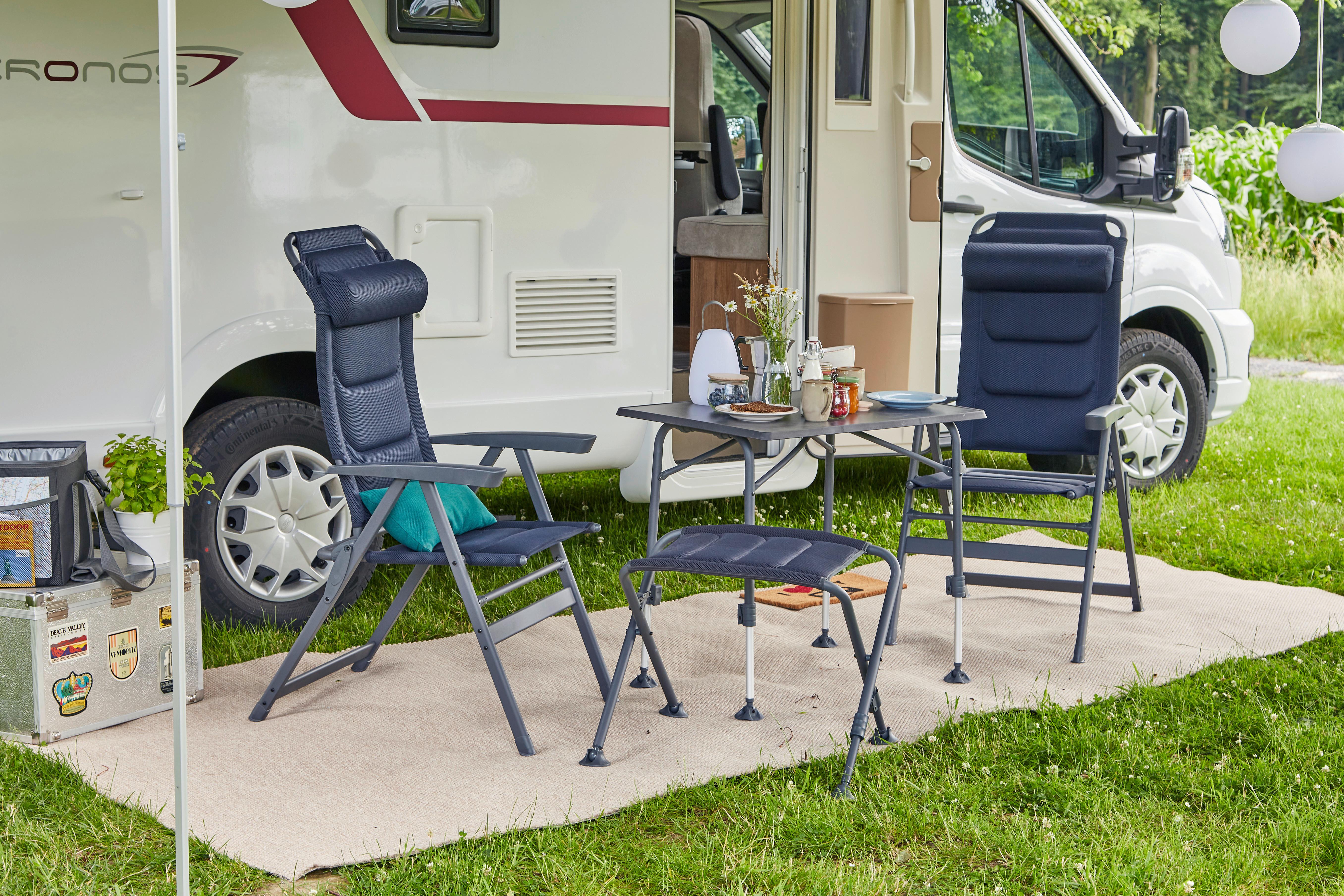 Campinghocker X-Form + Klappbar - Anthrazit/Dunkelblau, KONVENTIONELL, Textil/Metall (66/47/52cm) - Siena Garden