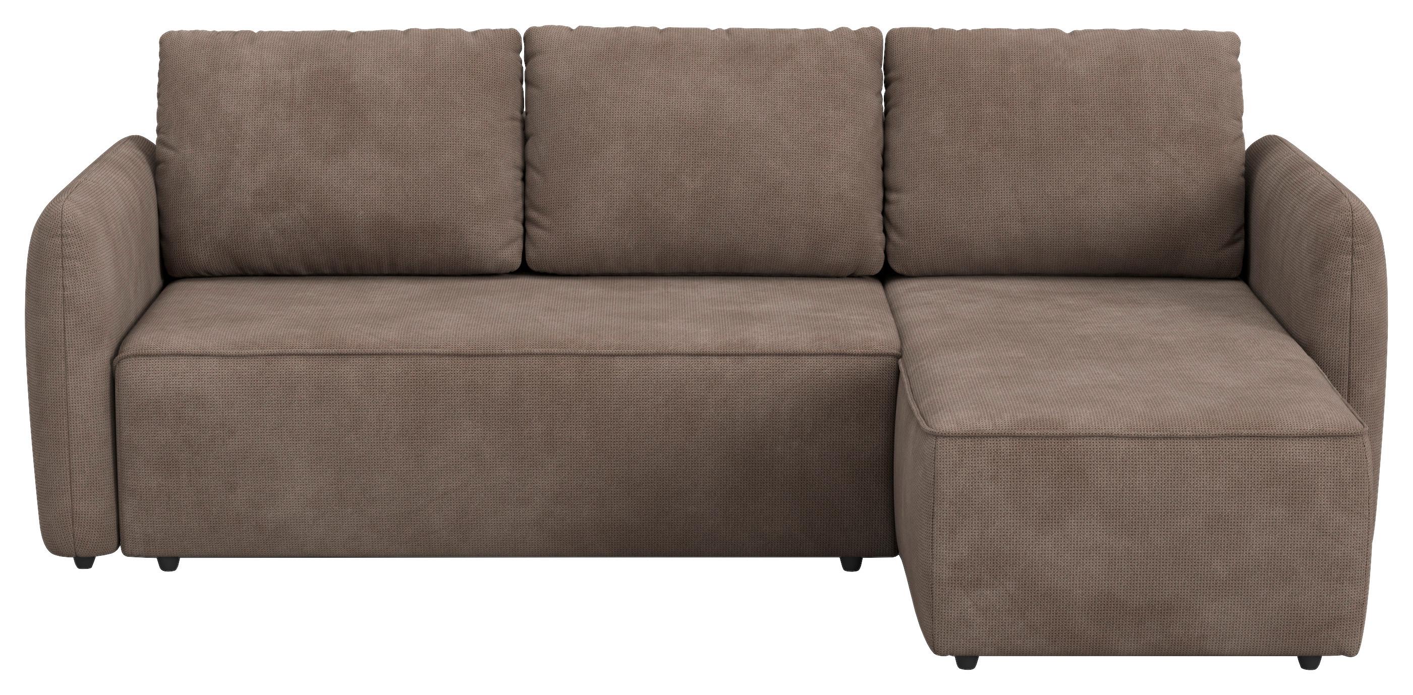 Ecksofa mit Bettfunktion Flow Microfaser taupe, B: 239cm - Taupe/Schwarz, Trend, Textil (239/170cm) - MID.YOU