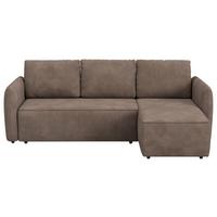Ecksofa mit Bettfunktion Flow Microfaser taupe, B: 239cm - Taupe/Schwarz, Trend, Textil (239/170cm) - MID.YOU