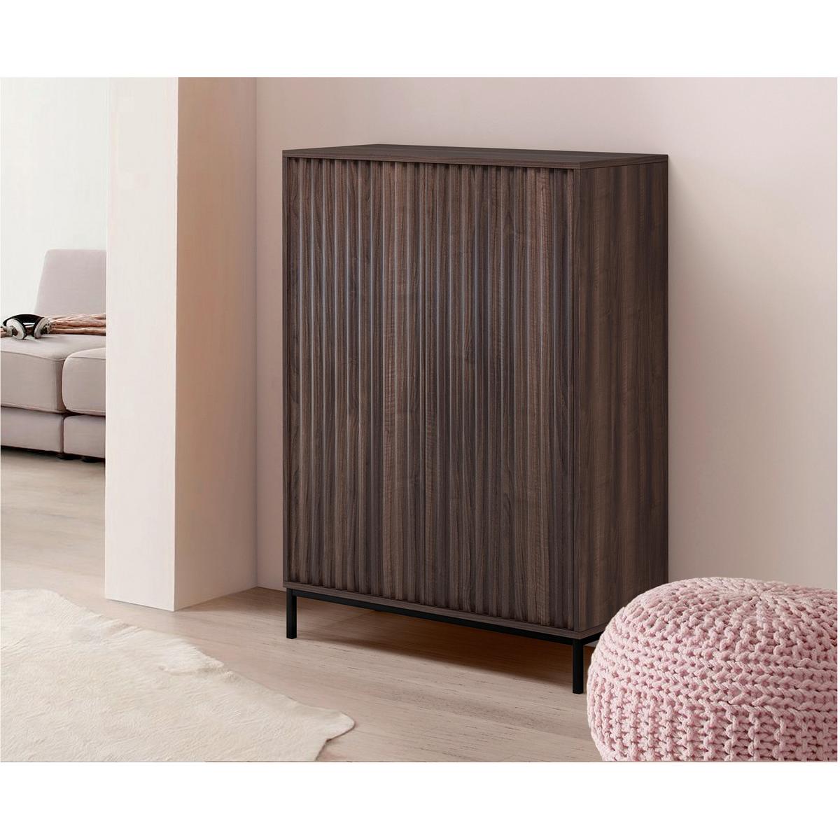 Highboard Celine Braun B: 80cm - Schwarz/Braun, Design, Holzwerkstoff/Metall (80/110/35cm) - MID.YOU