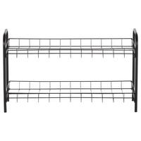 Schuhregal Sprinter 2 Ablagen 6 Paar Schwarz H: 37 cm - Schwarz, Basics, Kunststoff/Metall (64/23/37cm) - Metaltex