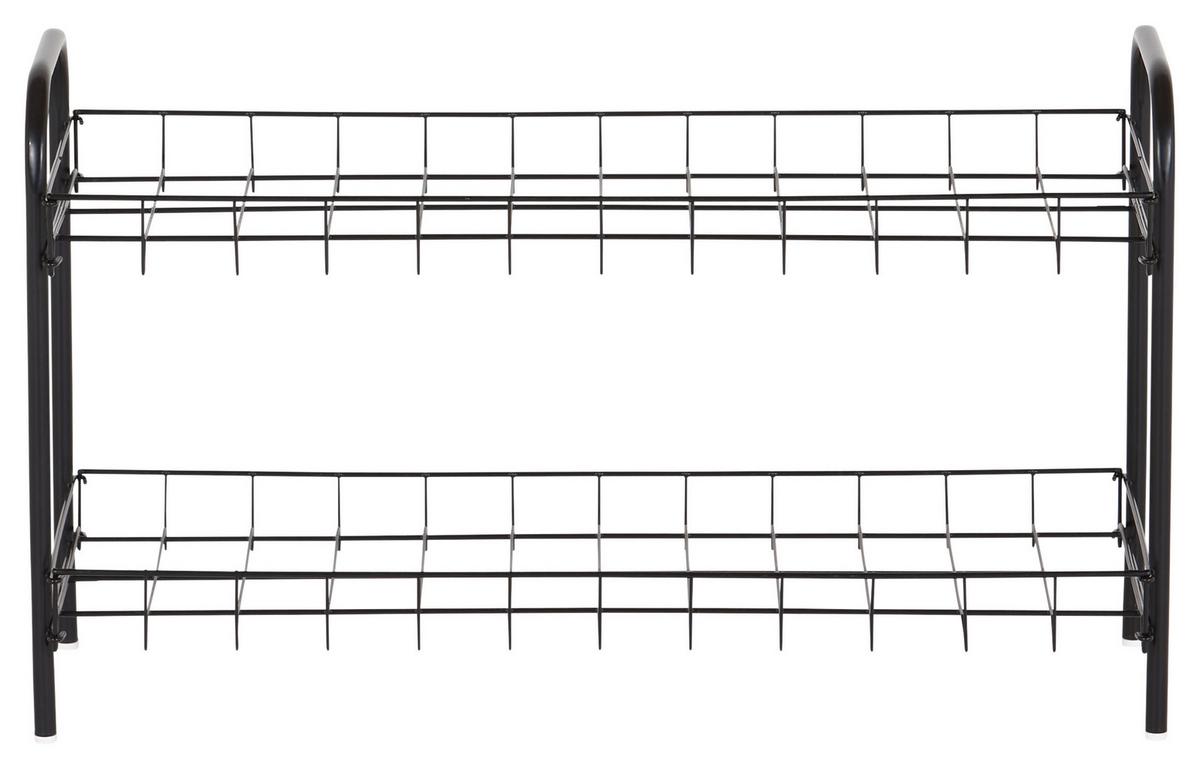 Schuhregal Sprinter 2 Ablagen 6 Paar Schwarz H: 37 cm - Schwarz, Basics, Kunststoff/Metall (64/23/37cm) - Metaltex