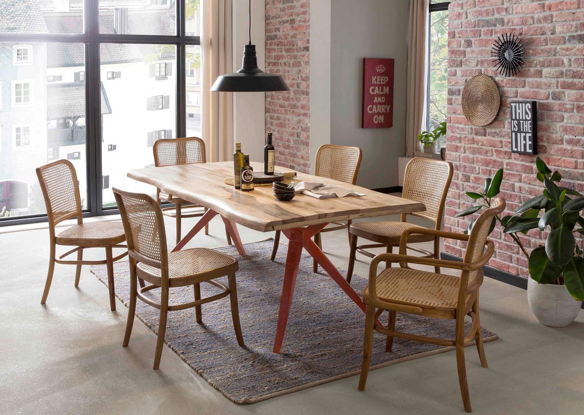 ESSTISCH Braun/Naturfarben L: 220cm - Braun/Naturfarben, MODERN, Holz/Metall (220/100/78cm) - MID.YOU