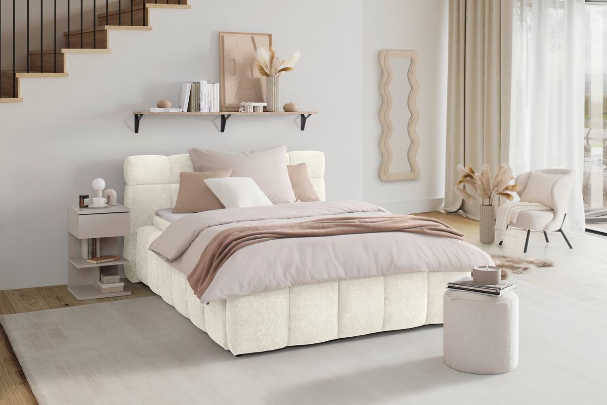 Čalúnená posteľ MONTE 120x200, béžová - čierna/béžová, Konventionell, textil/plast (120/200cm) - Based