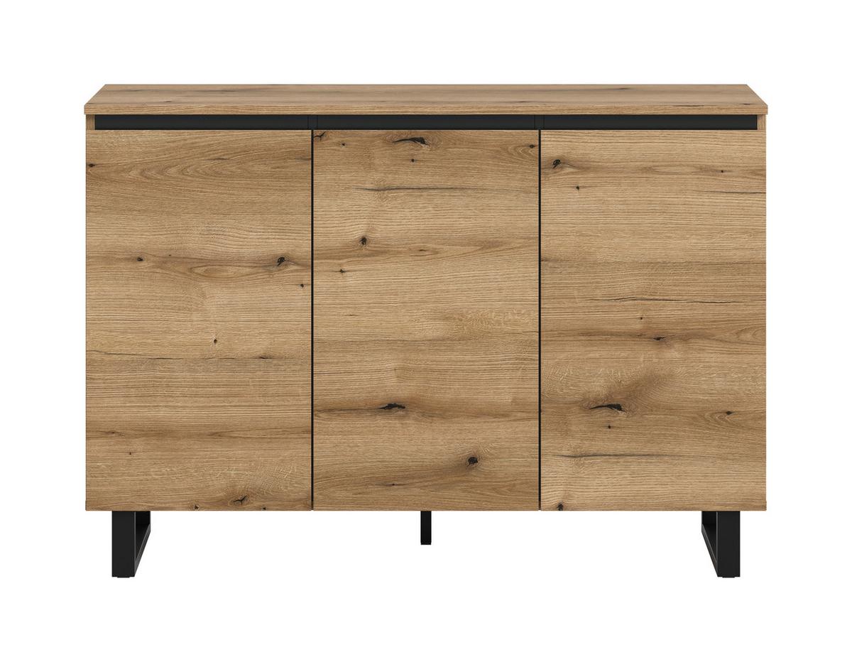 Sideboard Tomasa Eiche Dunkel B: 120 cm - Eiche dunkel/Schwarz, Design, Holzwerkstoff (120/84/36cm) - Livetastic