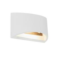 Wandleuchte 1-Flammig Indoor Weiß - Weiß, Design, Naturmaterialien (20/8,8/12cm) - Globo