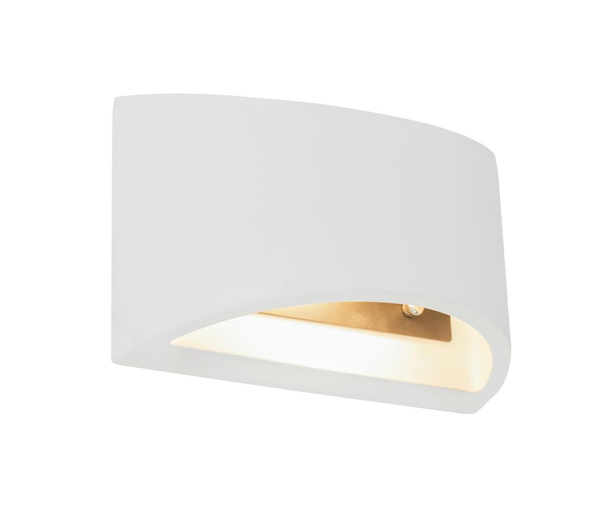 Wandleuchte 1-Flammig Indoor Weiß - Weiß, Design, Naturmaterialien (20/8,8/12cm) - Globo