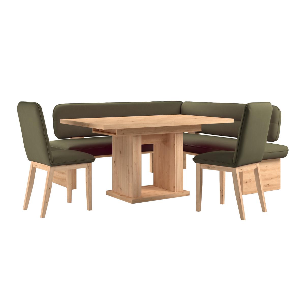 Eckbank Beluna Ii Webstoff Moosgrün, B: 212cm - Eichefarben/Grün, KONVENTIONELL, Holz/Textil (212/170cm) - James Wood