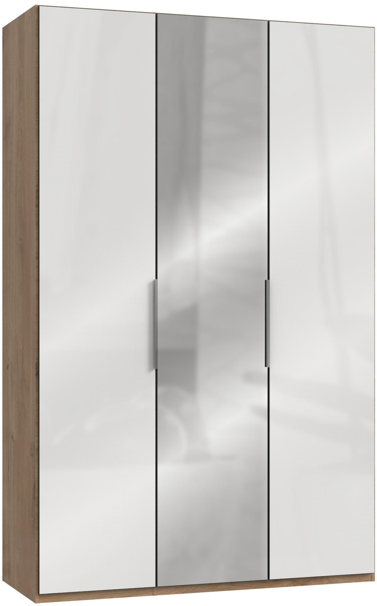 Drehtürenschrank150cm Level, Weiß/eiche Dekor - Eichefarben/Weiß, MODERN, Glas/Holzwerkstoff (150/236/58cm) - MID.YOU