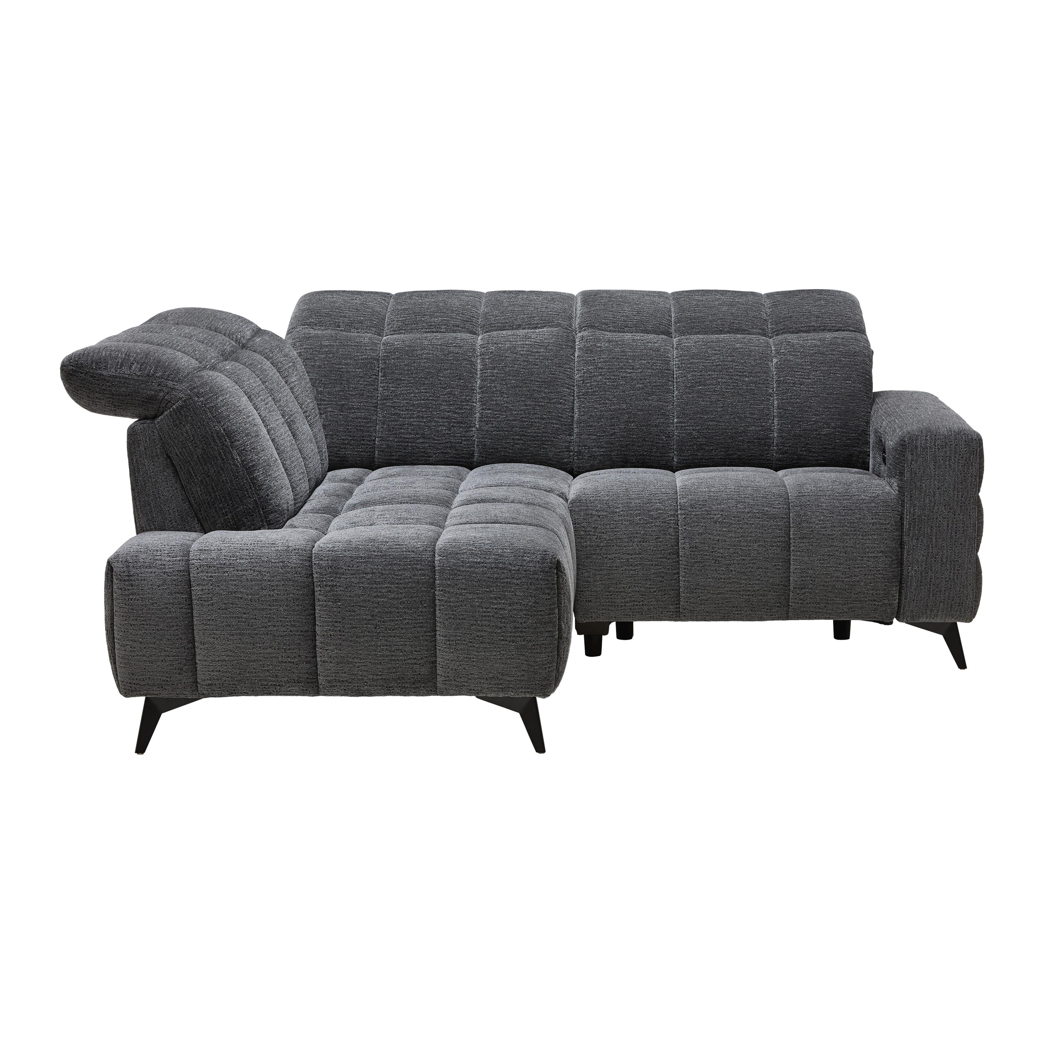 Rohová sedačka PARIS, levá, tmavě šedá, el.relax.funkce - černá/tmavě šedá, Konvenční, kov/dřevo (182/215cm) - Mömax