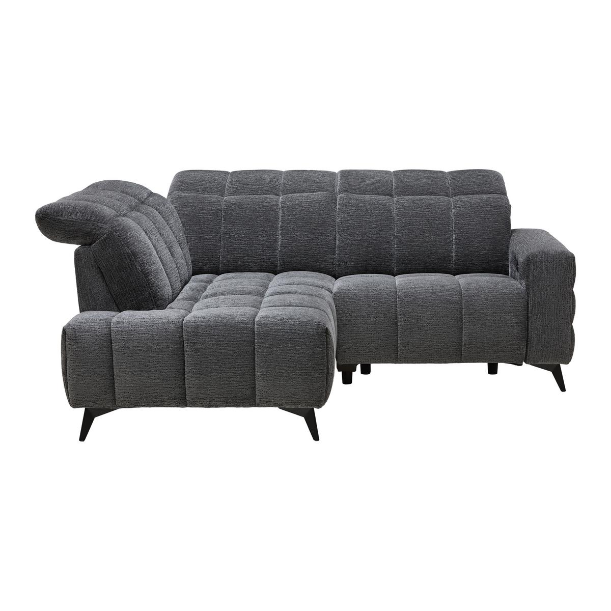 Rohová sedačka PARIS, levá, tmavě šedá, el.relax.funkce - černá/tmavě šedá, Konvenční, kov/dřevo (182/215cm) - Mömax