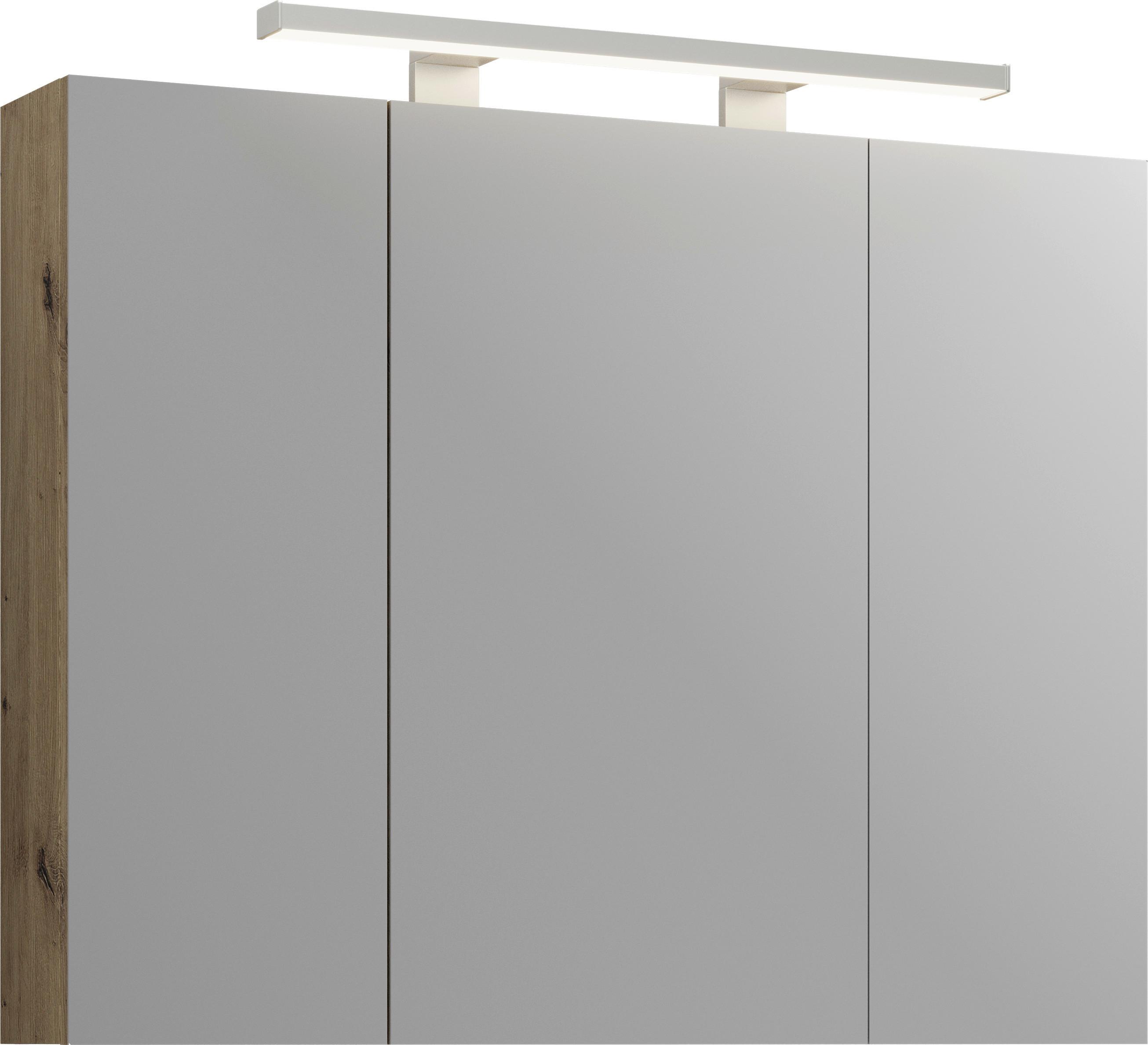 Spiegelschrank C-Line Eichefarben B: 90 cm - Eichefarben, MODERN, Glas/Holzwerkstoff (90/74/18cm) - Stylife