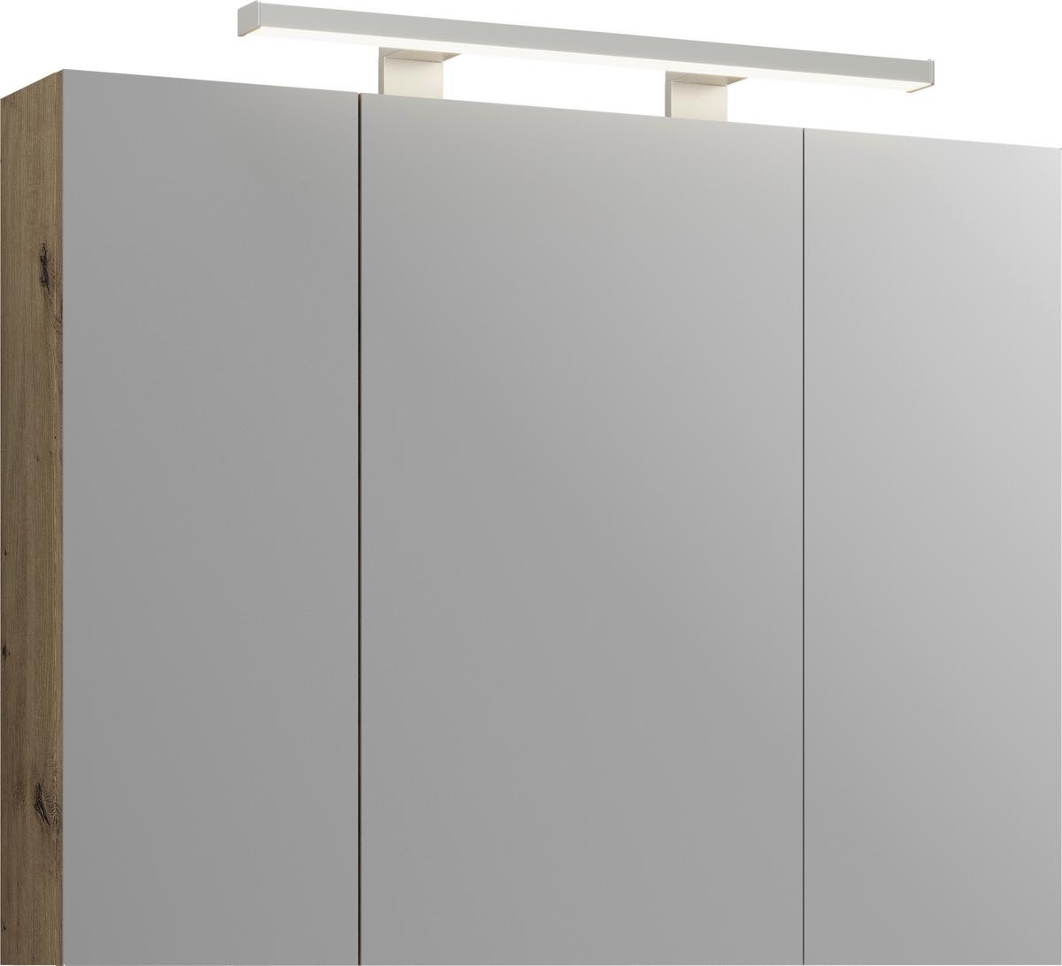 Spiegelschrank C-line Eichefarben B: 90 Cm - Eichefarben, MODERN, Glas/Holzwerkstoff (90/74/18cm) - Stylife