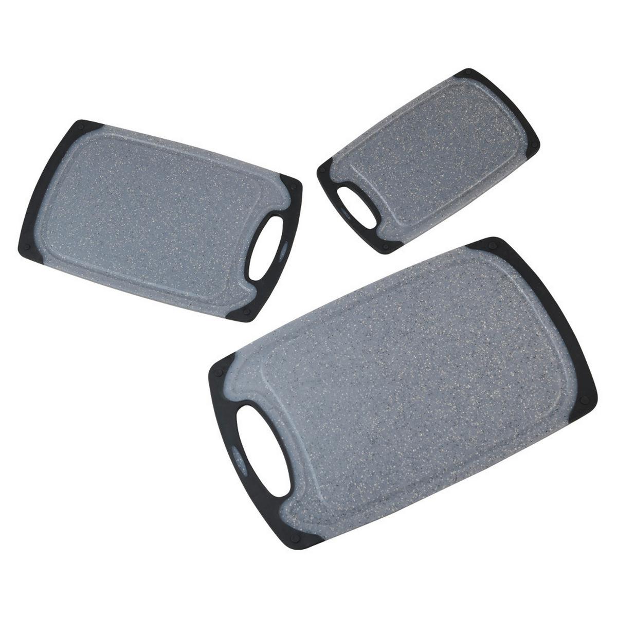 Schneidebrett-Set Grau 3-teilig - Grau, Basics, Kunststoff - Kesper