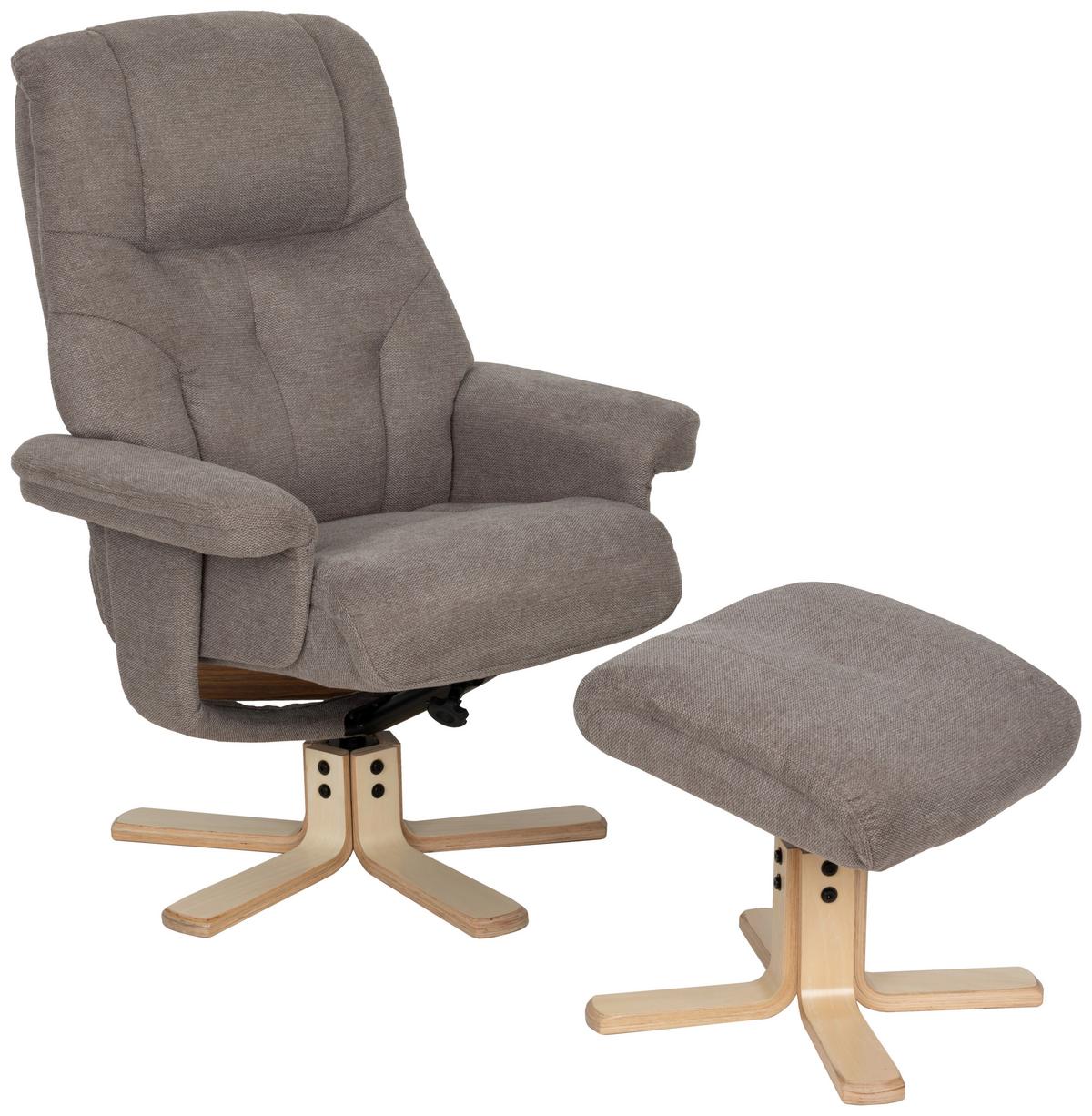 Relxsesselset Serenity Grau B: 80 Cm - Naturfarben/Grau, Design, Holz/Textil (80/109/79cm) - Livetastic