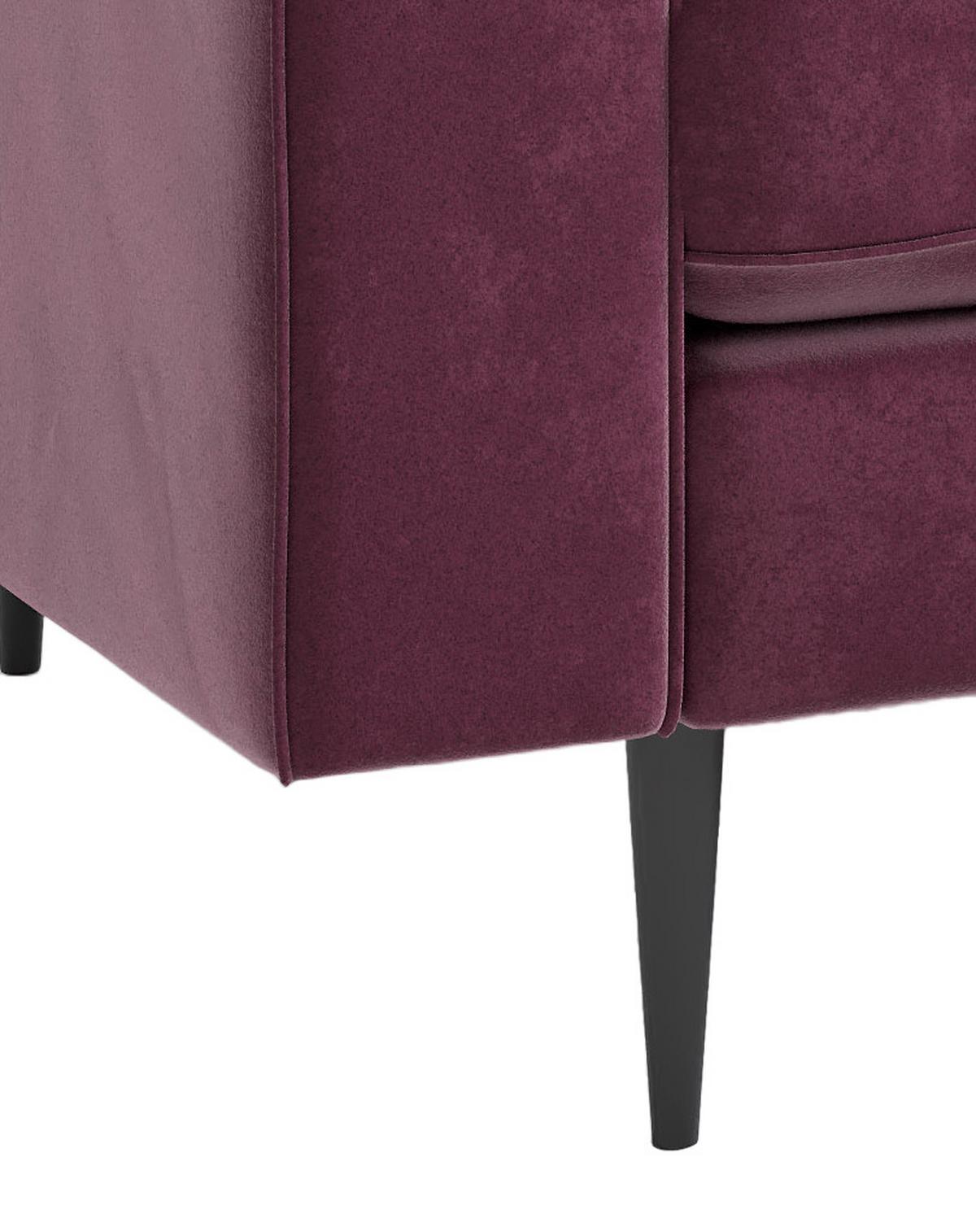 Ecksofa Scott - Edelstahlfarben/Weinrot, Design, Textil (205/259cm) - Livetastic