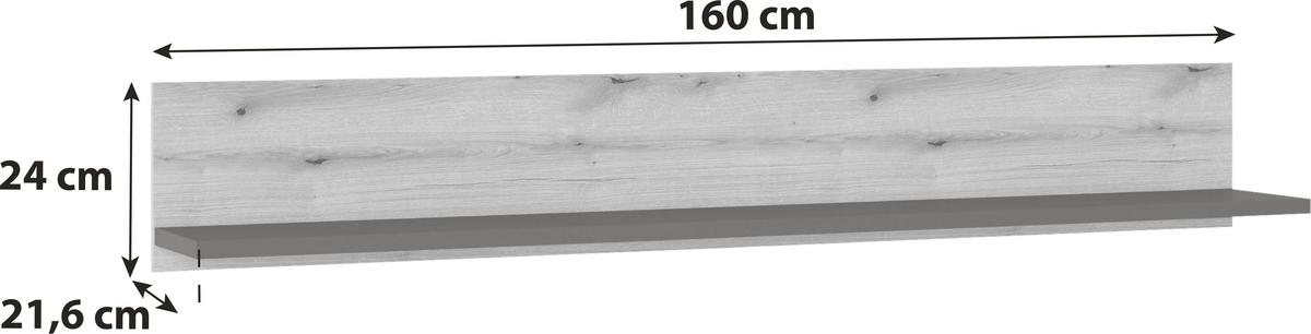 Wandboard Corte Grau/eiche Dekor B: 160 Cm - Eichefarben/Grau, Trend, Holzwerkstoff (160/24/21,6cm)