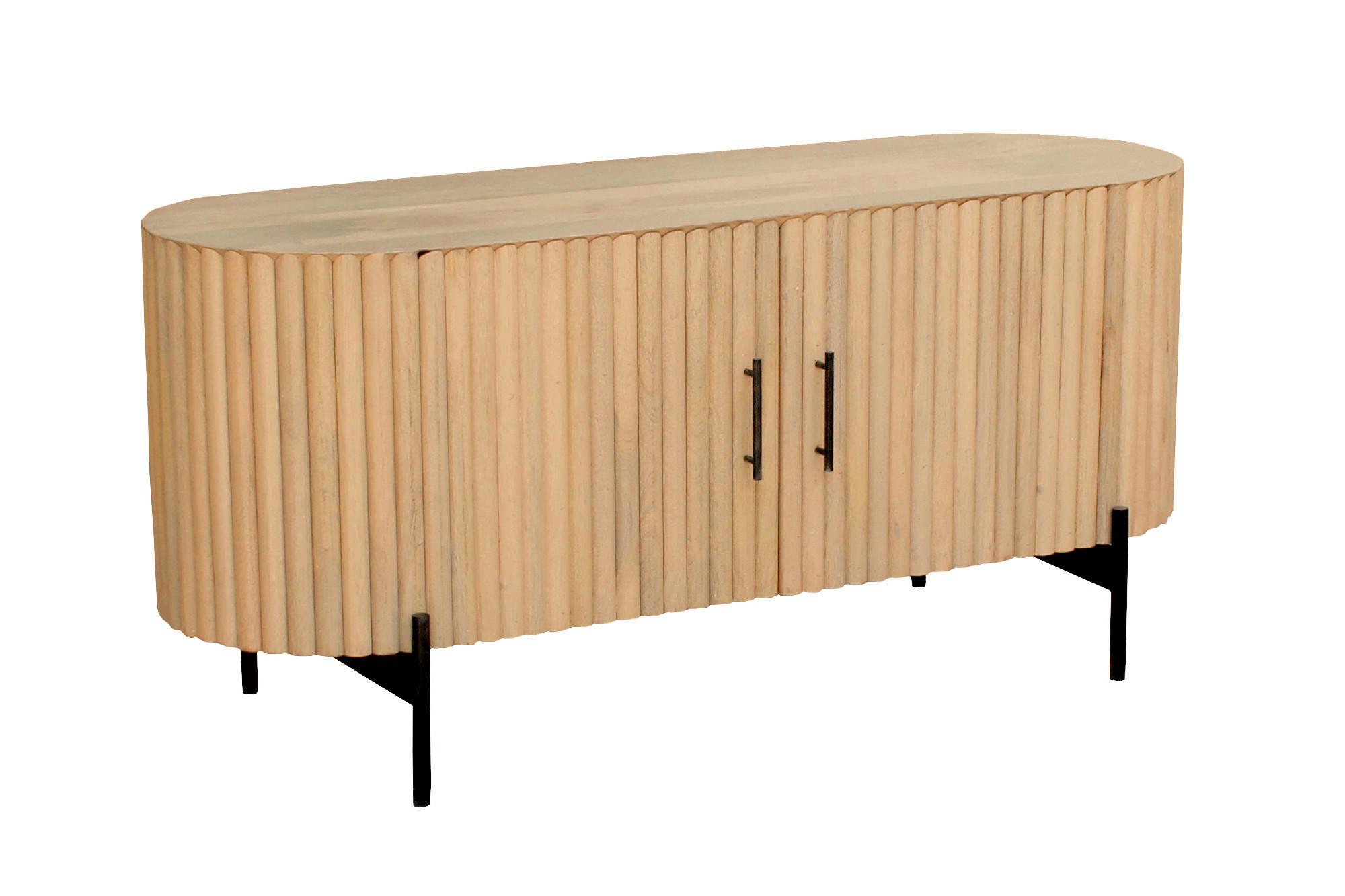 LOWBOARD Schwarz/Naturfarben B: 120cm - Schwarz/Naturfarben, Design, Holz/Metall (120/54/40cm) - MID.YOU