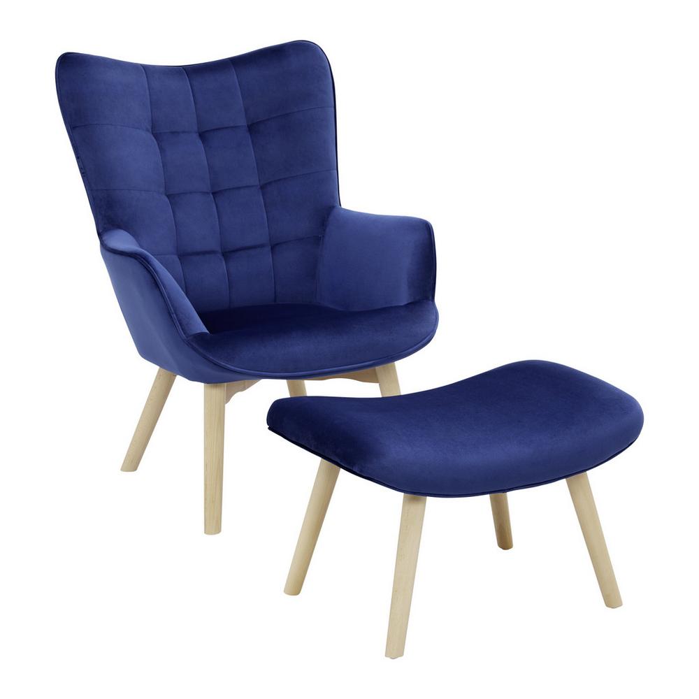 Kreslo Merlin Tmavá Modrá S Taburetom