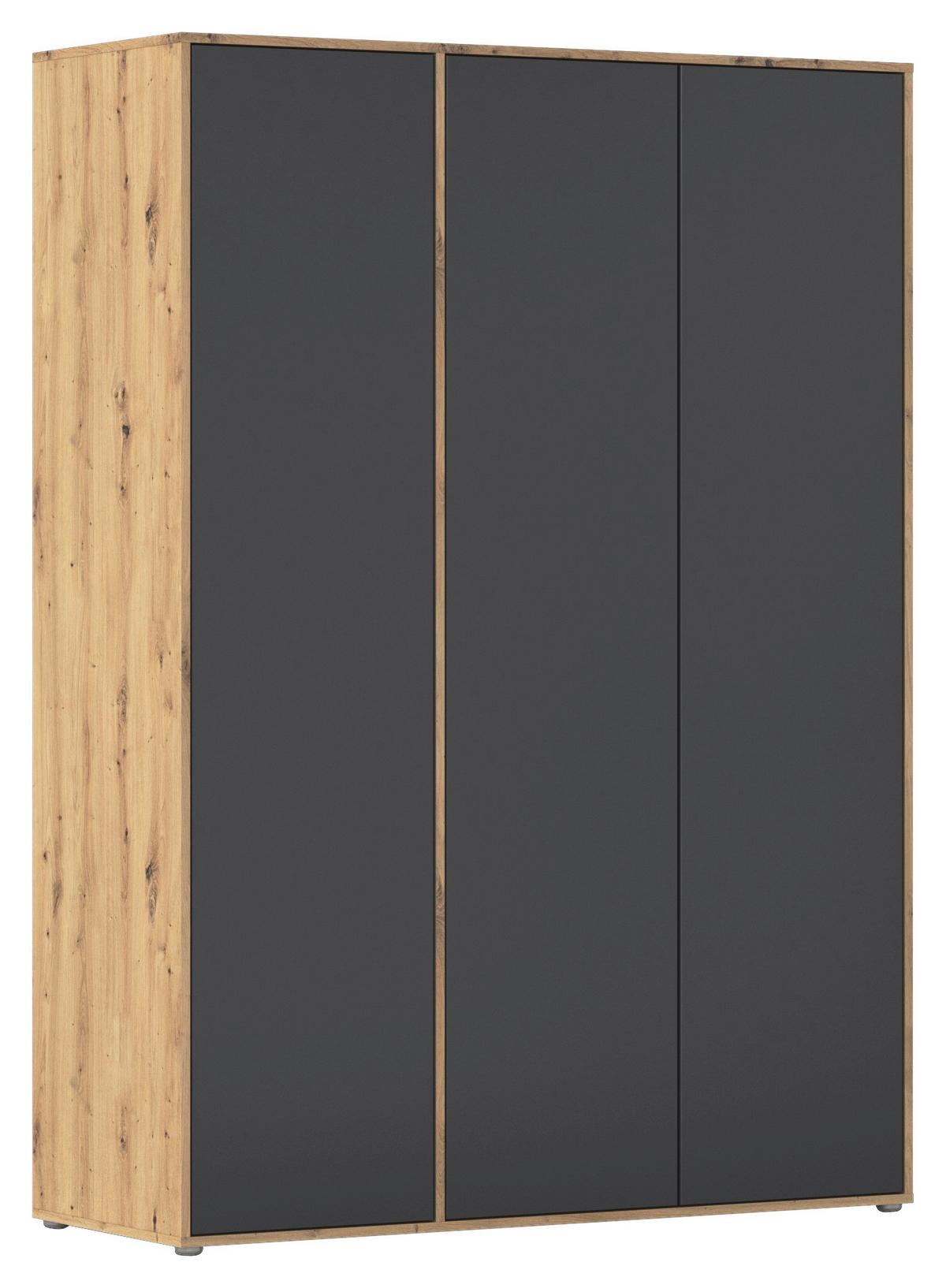 Drehtürenschrank Nabila Grau Eiche Artisan Dekor - Eiche Artisan/Grau, MODERN, Holzwerkstoff (140/194/53cm) - Rauch Möbel