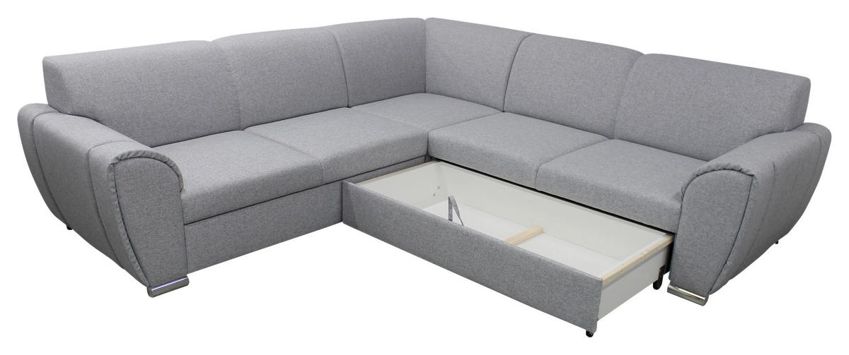 Ecksofa Delux Hellgrau Mit Schlaffunktion Ottomane Rechts - Silberfarben/Hellgrau, Design, Textil (266/266cm) - Livetastic