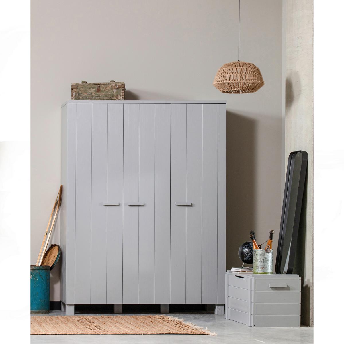 Garderobenschrank Dennis Grau B: 158 Cm - Grau, Design, Holz/Holzwerkstoff (158/202/55cm) - Livetastic