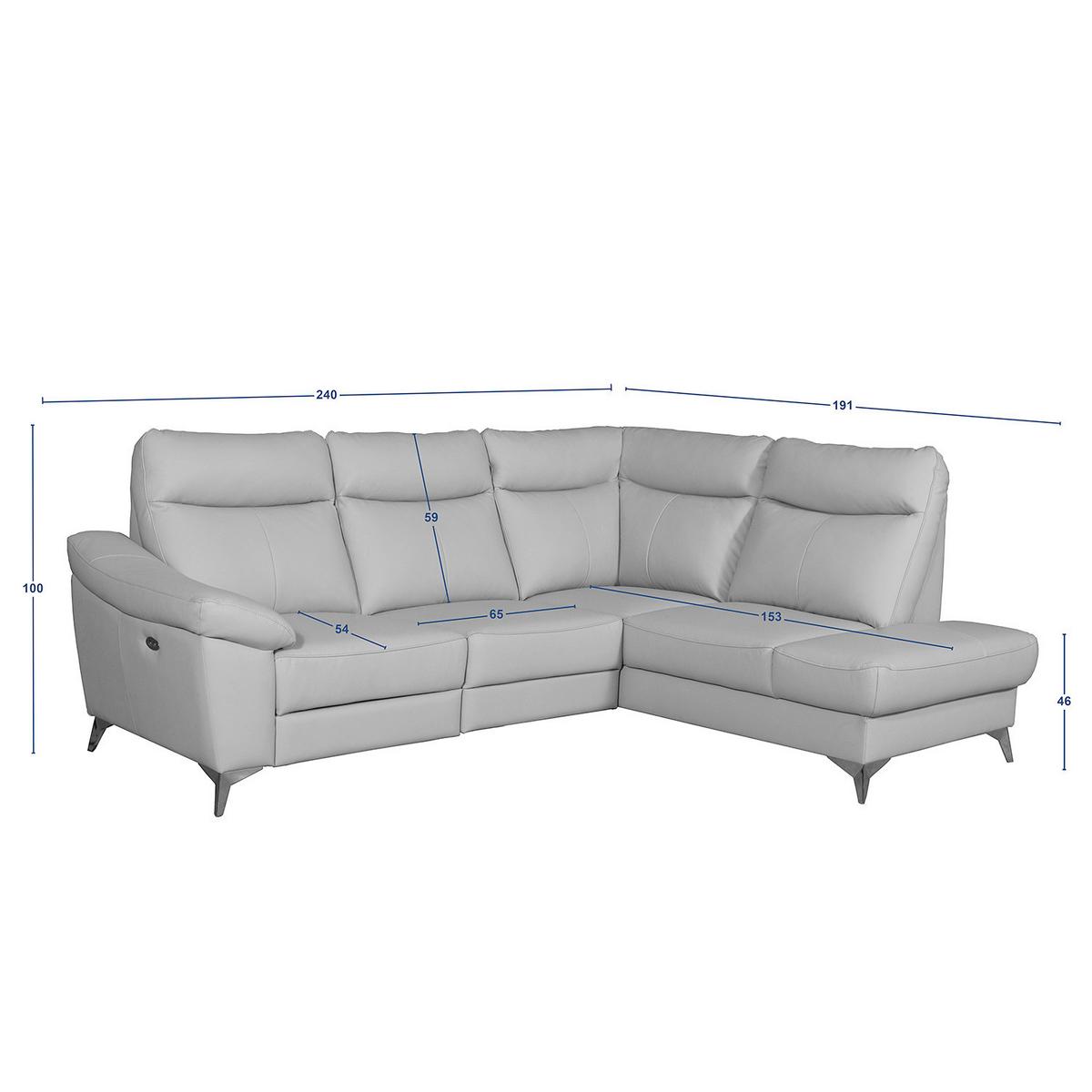 Ecksofa Luna Teilleder Schlammfarben 242x194 - Chromfarben/Schlammfarben, Design, Leder/Textil (242/194cm) - Livetastic