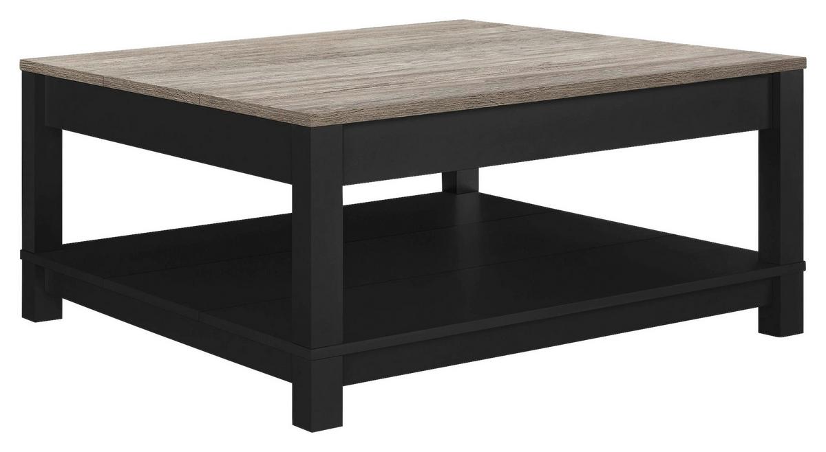 Couchtisch Carver Mit Ablagefach Schwarz - Schwarz, Design, Holzwerkstoff/Metall (90/90/44cm) - MID.YOU