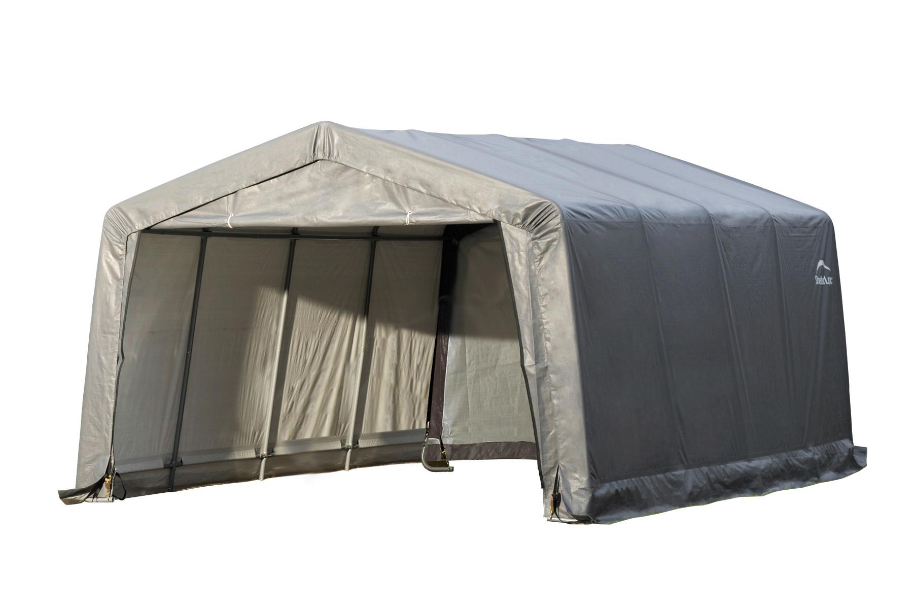 Zeltgarage Weidezelt Garage 18 M² - Grau, Basics, Kunststoff (370/260/490cm)