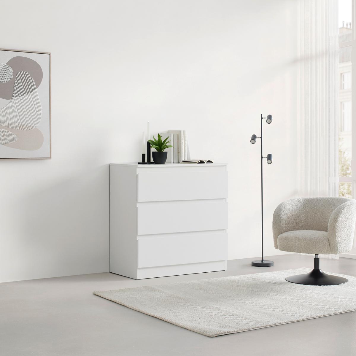 KOMODA MARA - čierna/biela, Konventionell, kompozitné drevo/plast (77/80/42cm) - Mömax