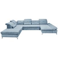 Ecksofa Melfi Blau U: 245 cm - Blau/Silberfarben, MODERN, Textil (245/350/168cm) - MID.YOU