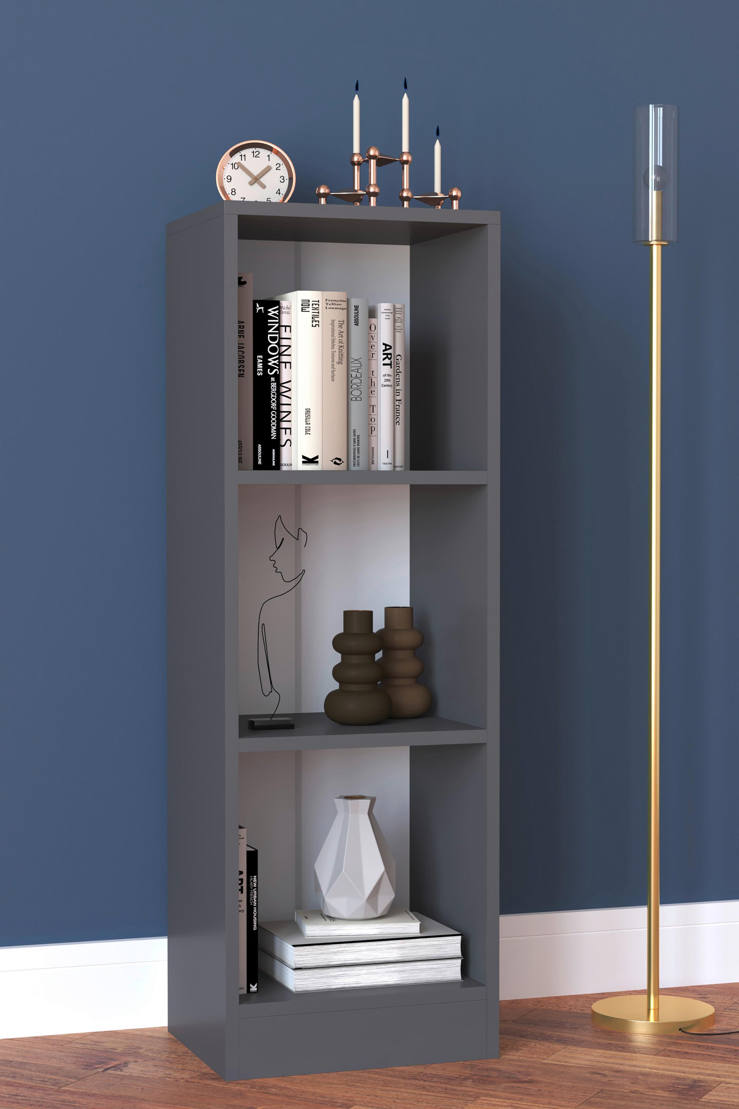 Regál Dilos š: 38 cm, antracitový - antracitová, Moderní, kompozitní dřevo (38/114/30cm) - MID.YOU