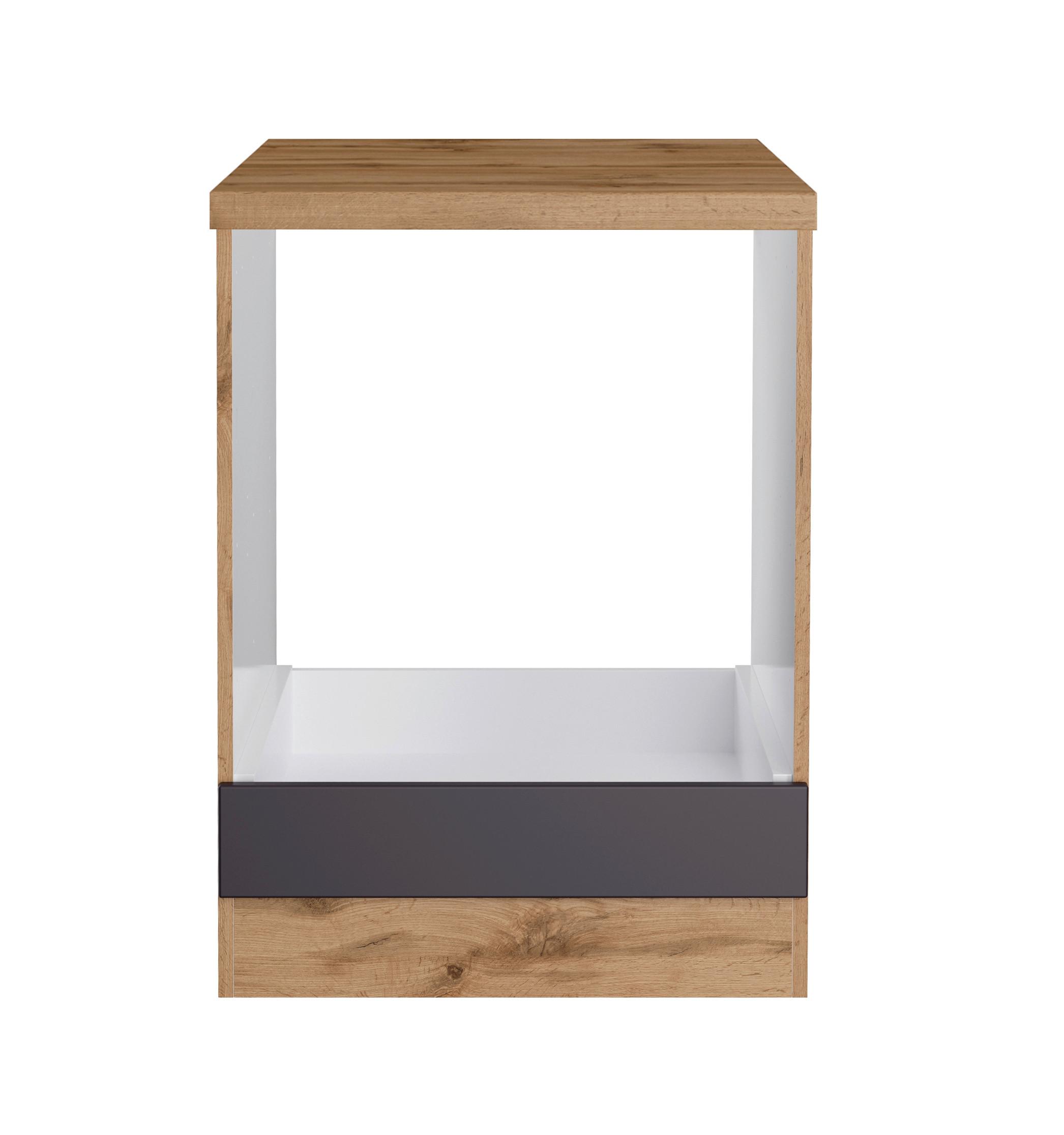 Herdumbauschrank Turin B: 60cm Grau/eichef. + Arbeitsplatte - Eiche Wotan/Grau, Design, Holzwerkstoff (60/86/60cm) - Held