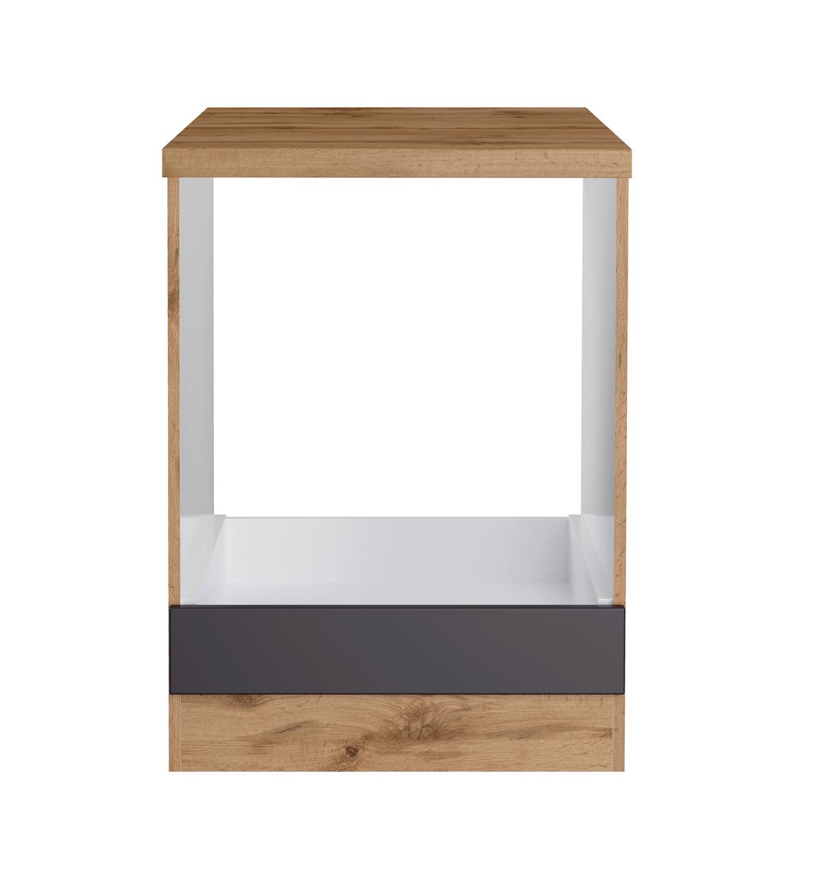 Herdumbauschrank Turin B: 60cm Grau/eichef. + Arbeitsplatte - Eiche Wotan/Grau, Design, Holzwerkstoff (60/86/60cm) - Held