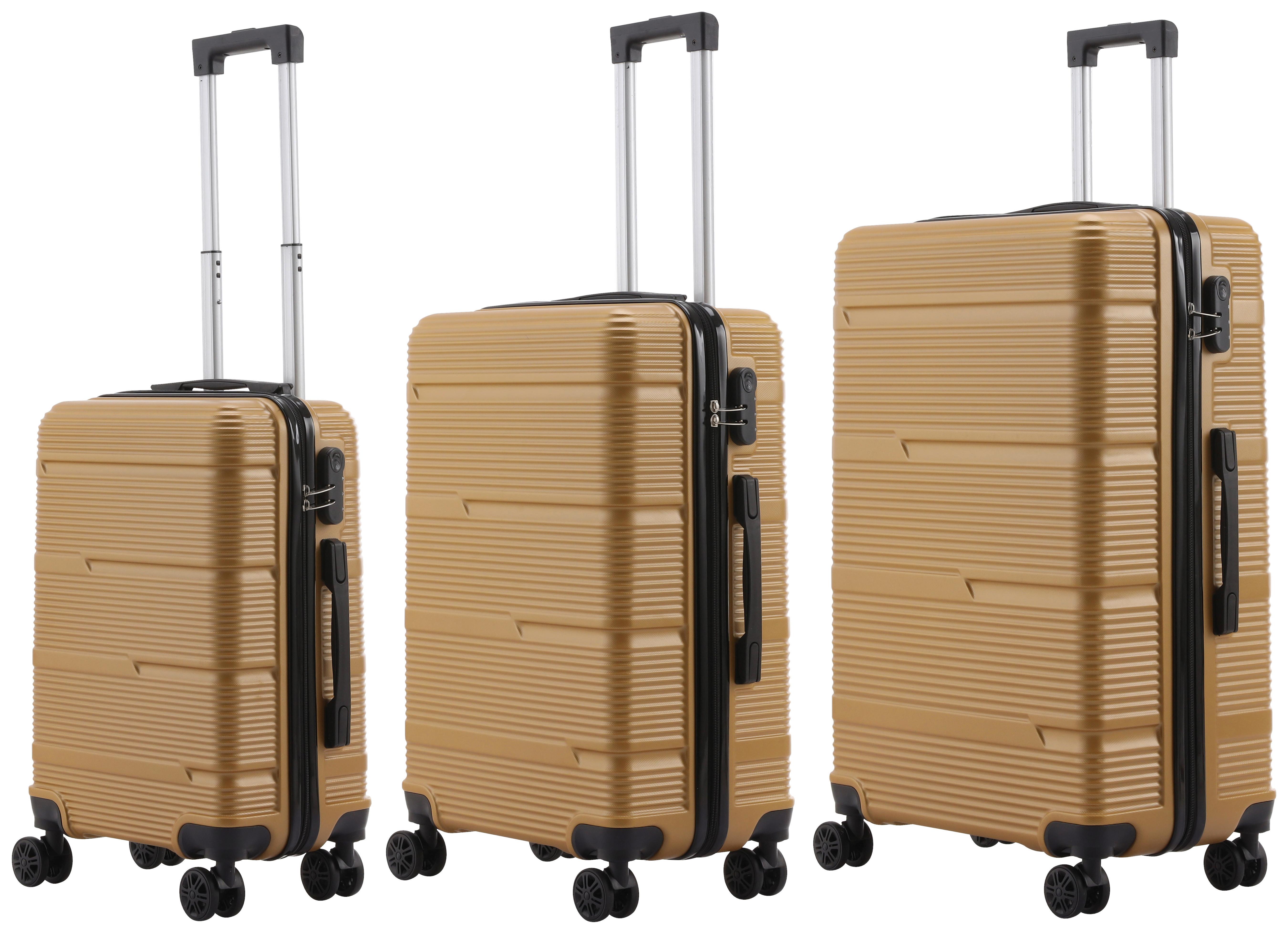 Reisekoffer Set 3-Tlg Florenz 4 Rollen Hartschale - Goldfarben, Basics, Kunststoff/Textil - Ondega