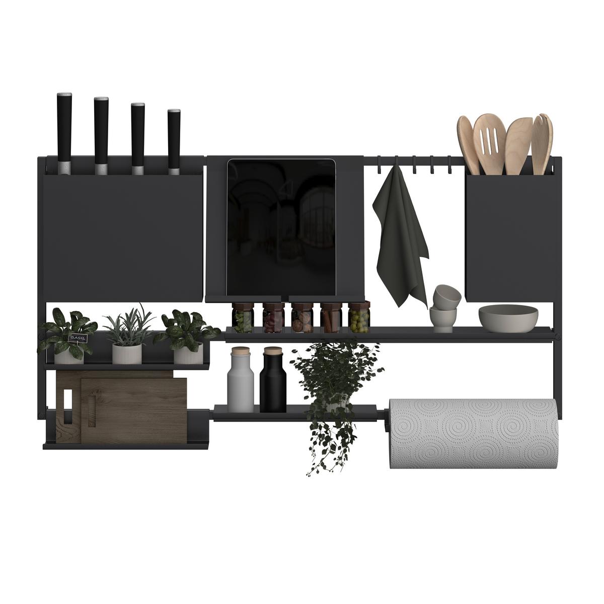 Závěsný díl Systemstyle šířka 90 cm - černá, Moderní, kov (89,6/45/4,5cm) - System Style