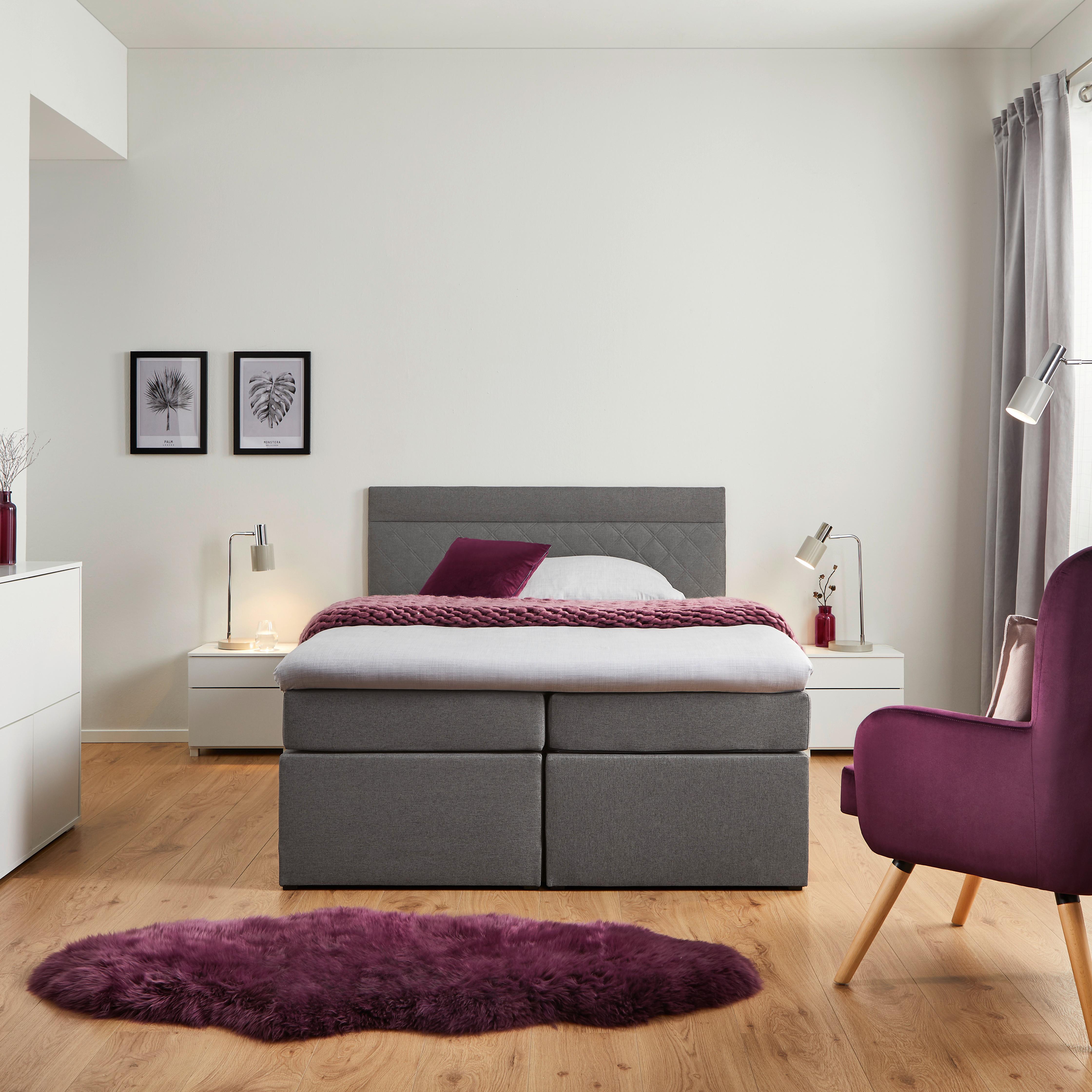 Boxspring posteľ s topperom Rosa 140x200 cm, tmavosivá - čierna/sivá, Modern, drevo/kompozitné drevo (140/200cm) - Bessagi Home
