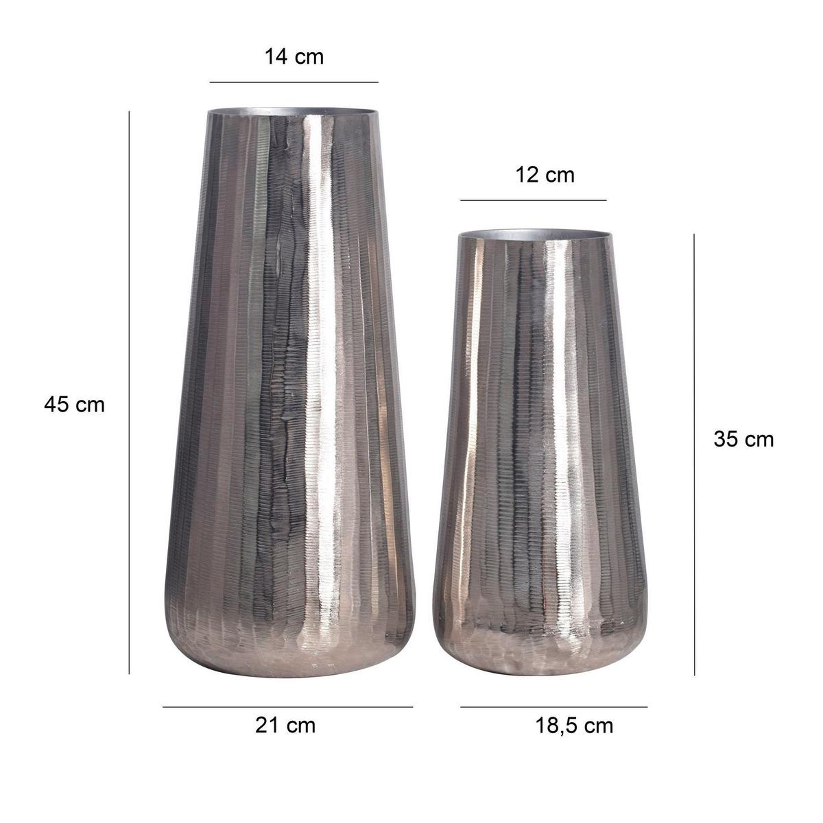 Dekovase 2er Set Silberfarben B: 21 Cm - Silberfarben, Design, Metall (21/45/21cm) - Livetastic