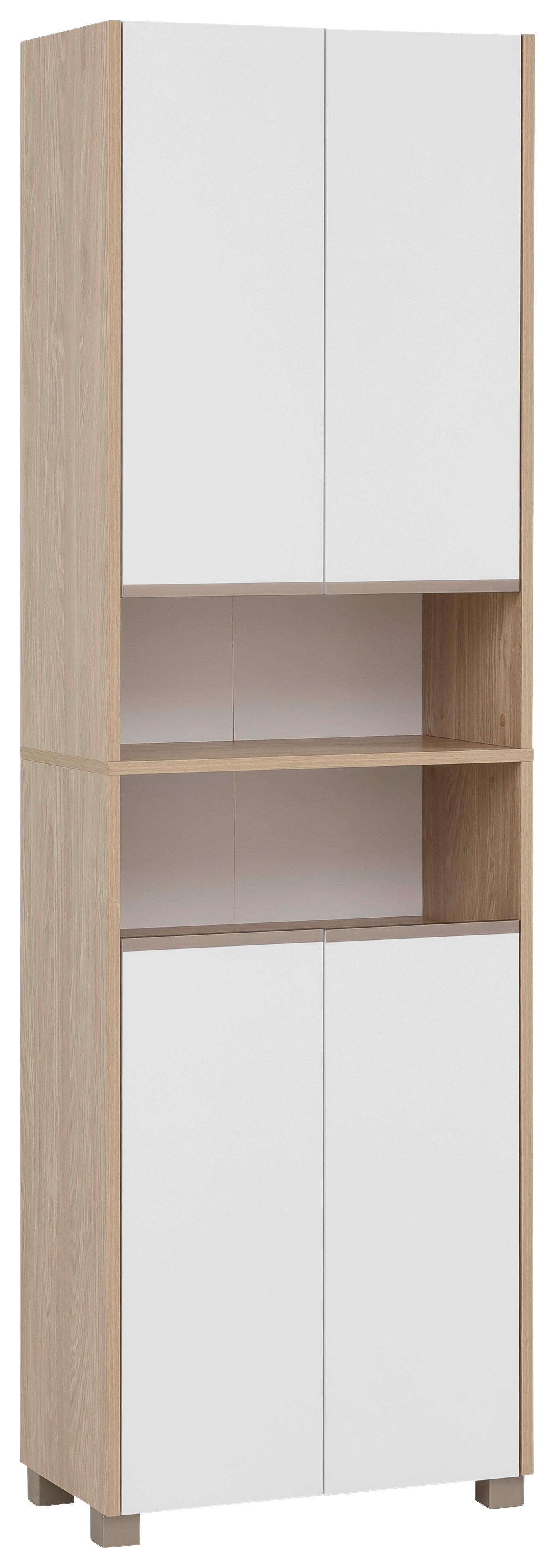 Hochschrank Juba H 570 - Eichefarben/Weiß, MODERN, Holzwerkstoff (57/186,5/33,1cm) - MID.YOU