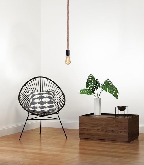 Hängeleuchte 69029h - Schwarz/Braun, Natur, Naturmaterialien/Metall (6/166cm) - Globo
