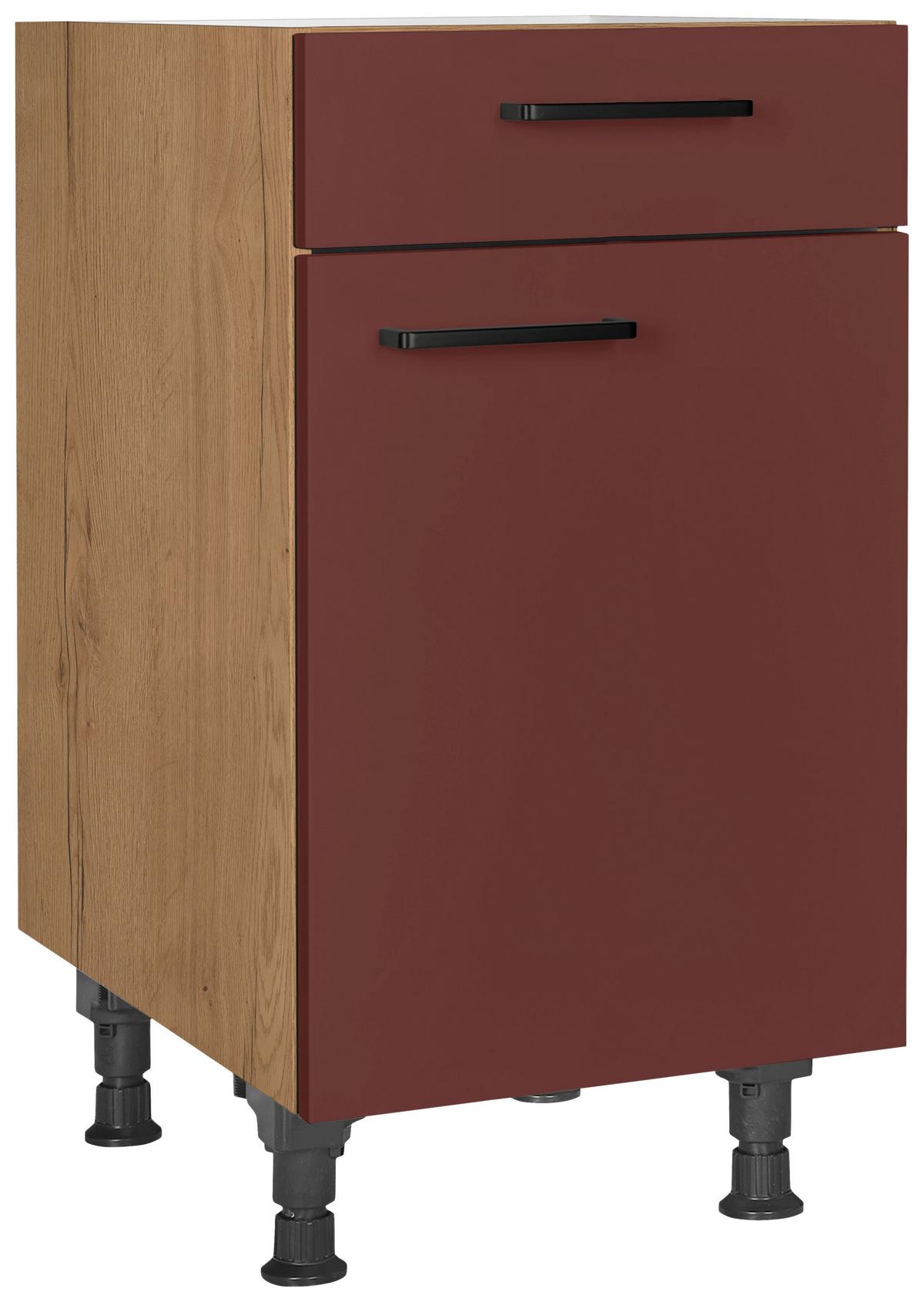 Schubkastenunterschrank Easytouch - Eichefarben/Rot, MODERN, Holzwerkstoff (45/87/56cm) - Nobilia