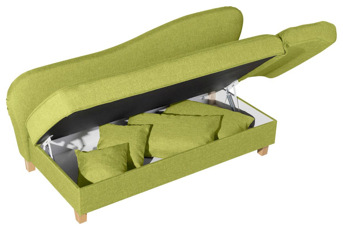 Recamiere Selma Hellgrün Re. Mit Bettkasten+schlaffunktion - Buchefarben/Hellgrün, Design, Textil (190/88/82cm) - Max Winzer