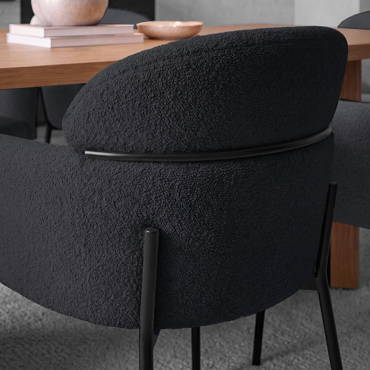 Židle s područkami Chloe, černé, čalouněné - černá, Moderní, kov/textil (62/79/59,5cm) - Bessagi Home